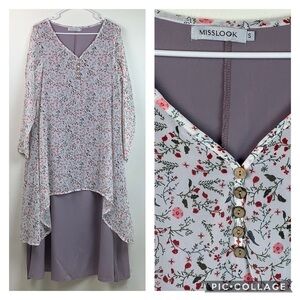 NEW Misslook flowy A line lavender long dress S